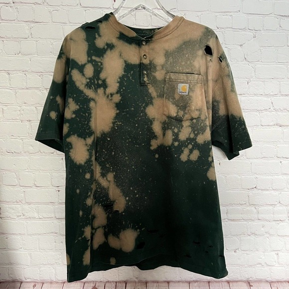 Carhartt Other - Carhartt Unisex Green Bleached Distressed Reworked Henley Style T-Shirt - XL